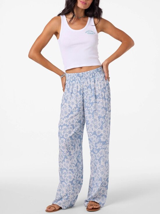O'Neill Pants - O'Neill Jonie Periwinkle-Sky Blue with white Daisies Pants Medium
